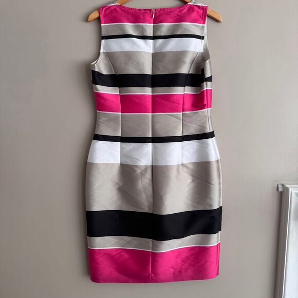 ST. JOHN Silk Striped V Neck Sleeveless Dress Size 6 New $895 - Picture 6 of 6